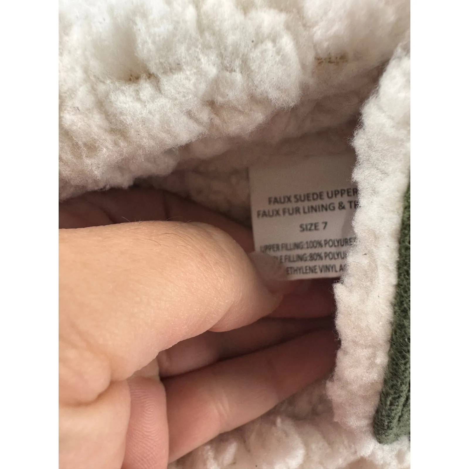 MUK LUKS Jaylah Size 7 Olive Green Faux Suede Sherpa Lined Moccasin‎ Slippers - Image 4
