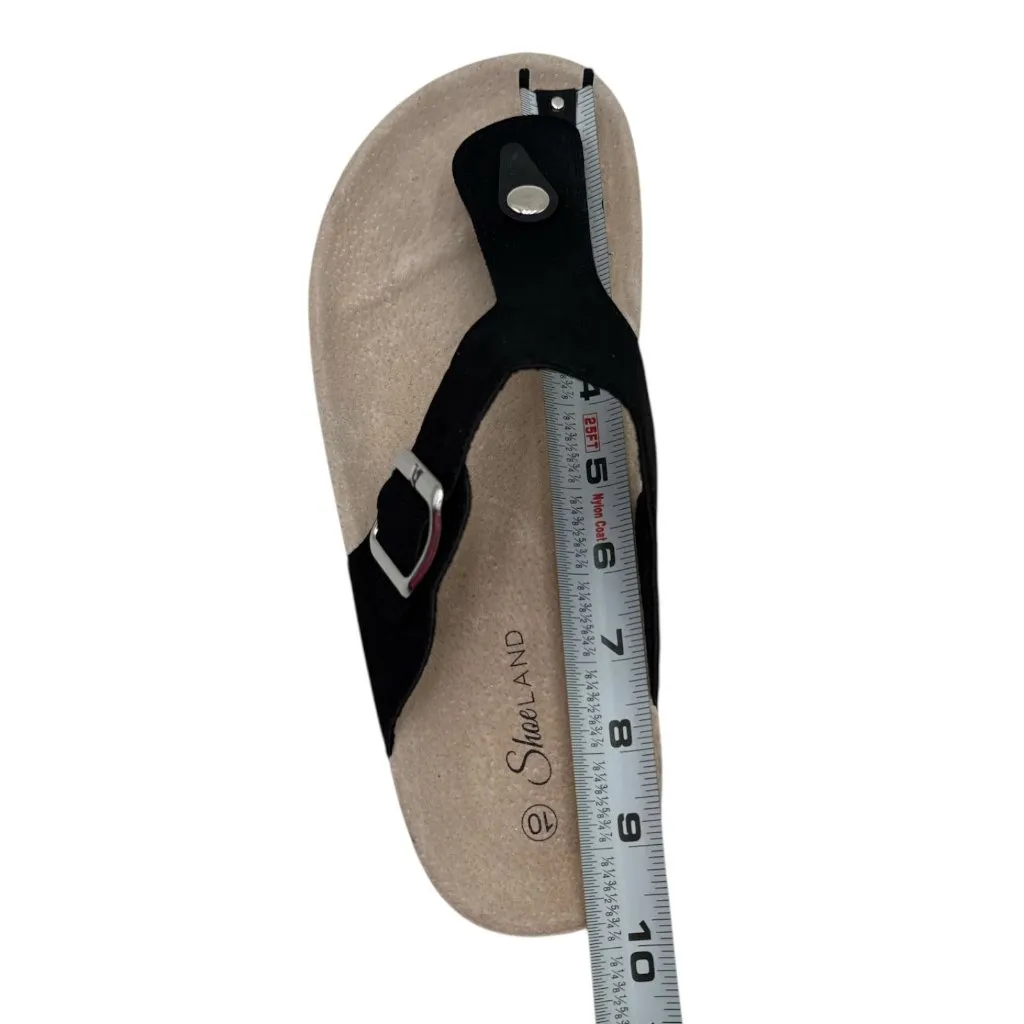 Womens Black Cork Sole Sandals With Adjustable Buckle & Toe Strap Size 10 - Image 6