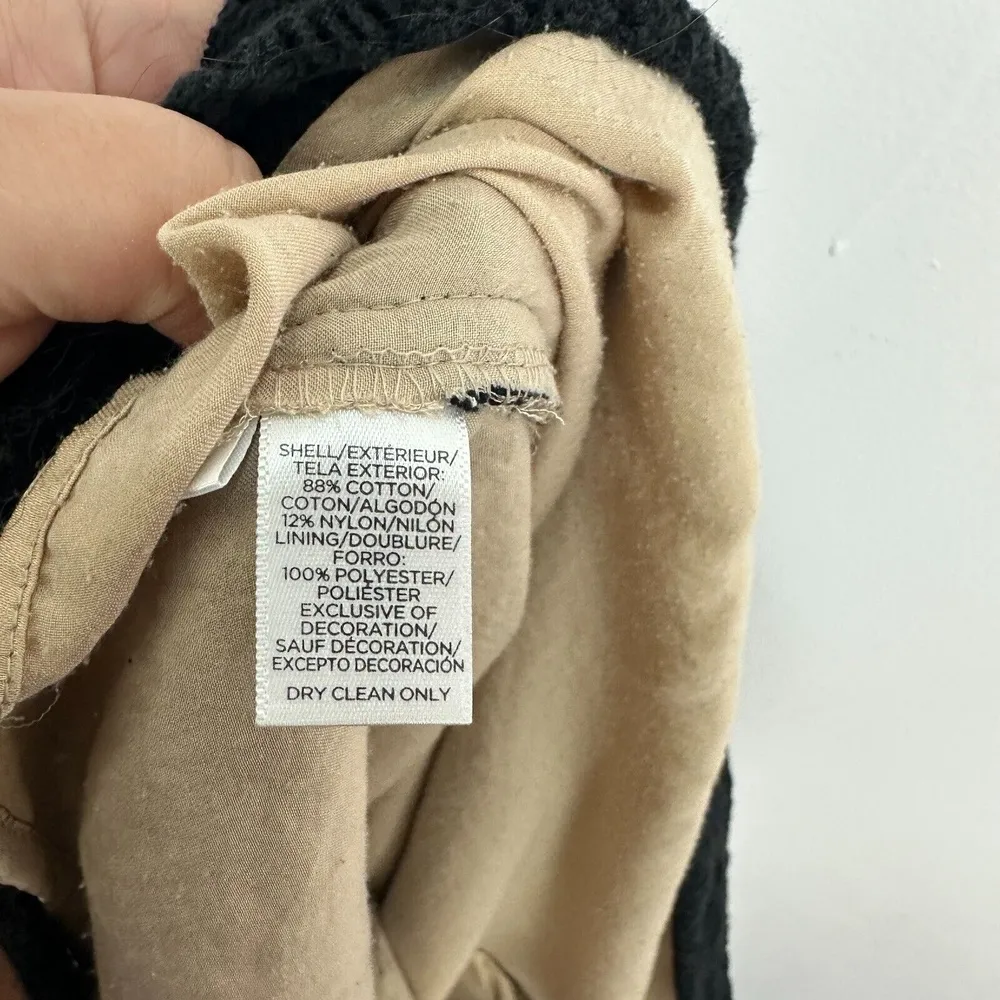 LOFT Crochet Knit Sheath Dress Women 12‎ Black Lined Dark Academia Boho Chic - Image 6