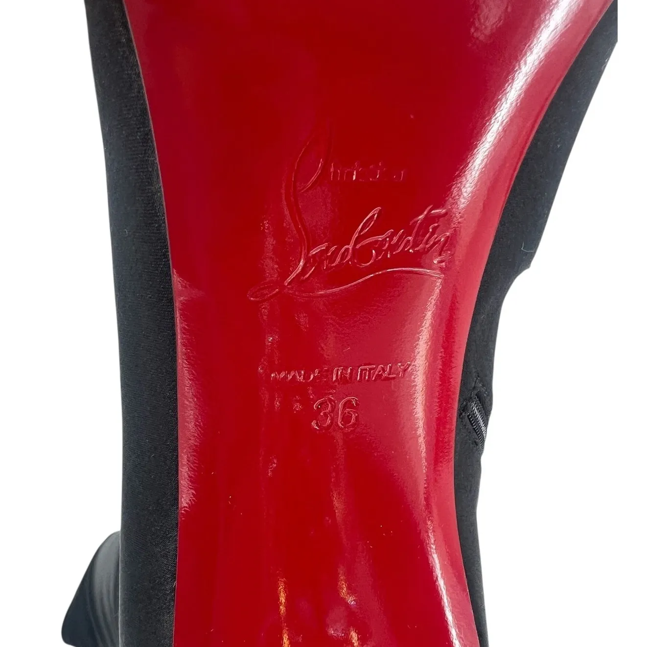 Christian Louboutin Black Lipstrass Botta Alta Satin Thigh Boots 100 - Image 16