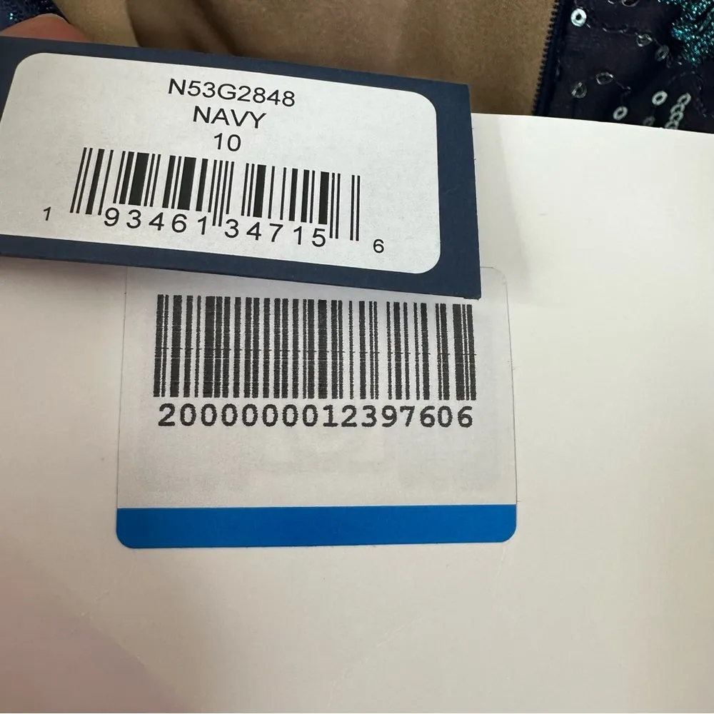 NEW Marchesa Notte Gown Womens 10 Sequin Embroidered Tulle Formal Maxi Dress Blue - Image 12