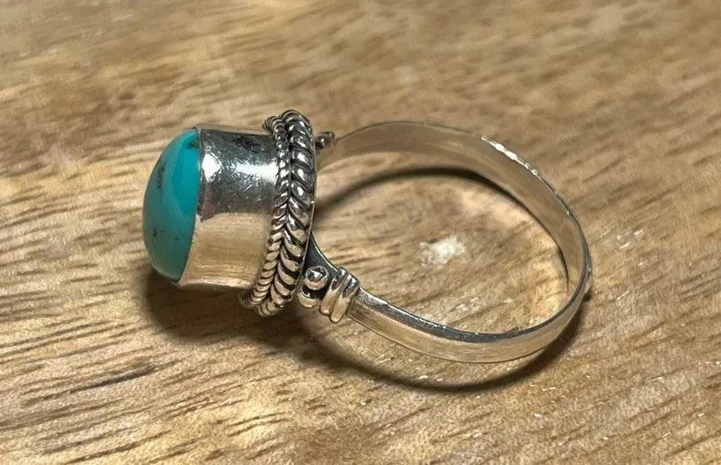 Turquoise Stone 925 Sterling Silver Adjustable Ring - Image 5