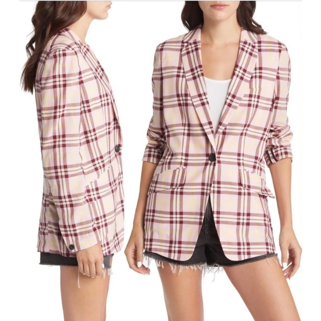 New! Rag &‎ Bone Margot Women Blazer Plaid Lightweight Pink Sz 2 $ 395 - Image 3