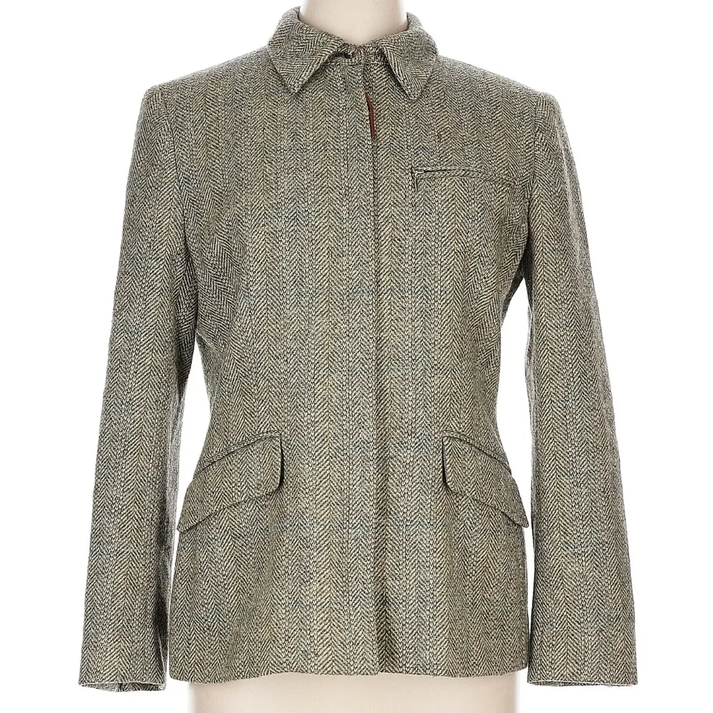 Vintage Lauren Ralph Lauren Equestrian Shetland Wool Zip Blazer Jacket Womens 10 - Image 3