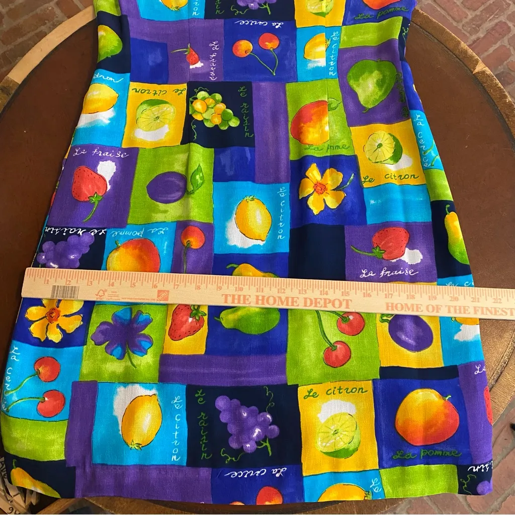 VTG Vintage Deadstock Jessica Howard Colorful Fruit Print‎ Dress Square-neck 10 - Image 6