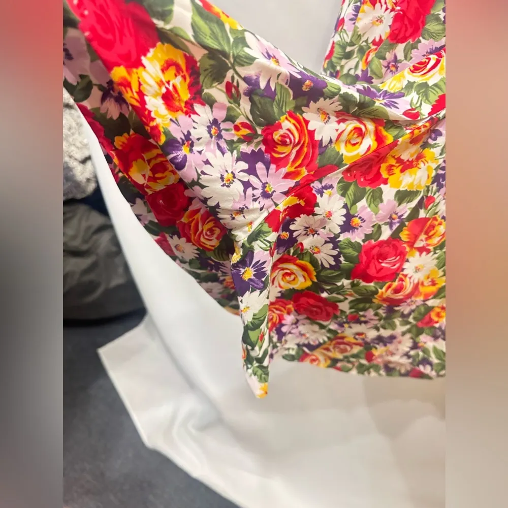 Vintage EXPRESS TRICOT floral drop-waist jumper from 90s 80s size 13 - Image 11