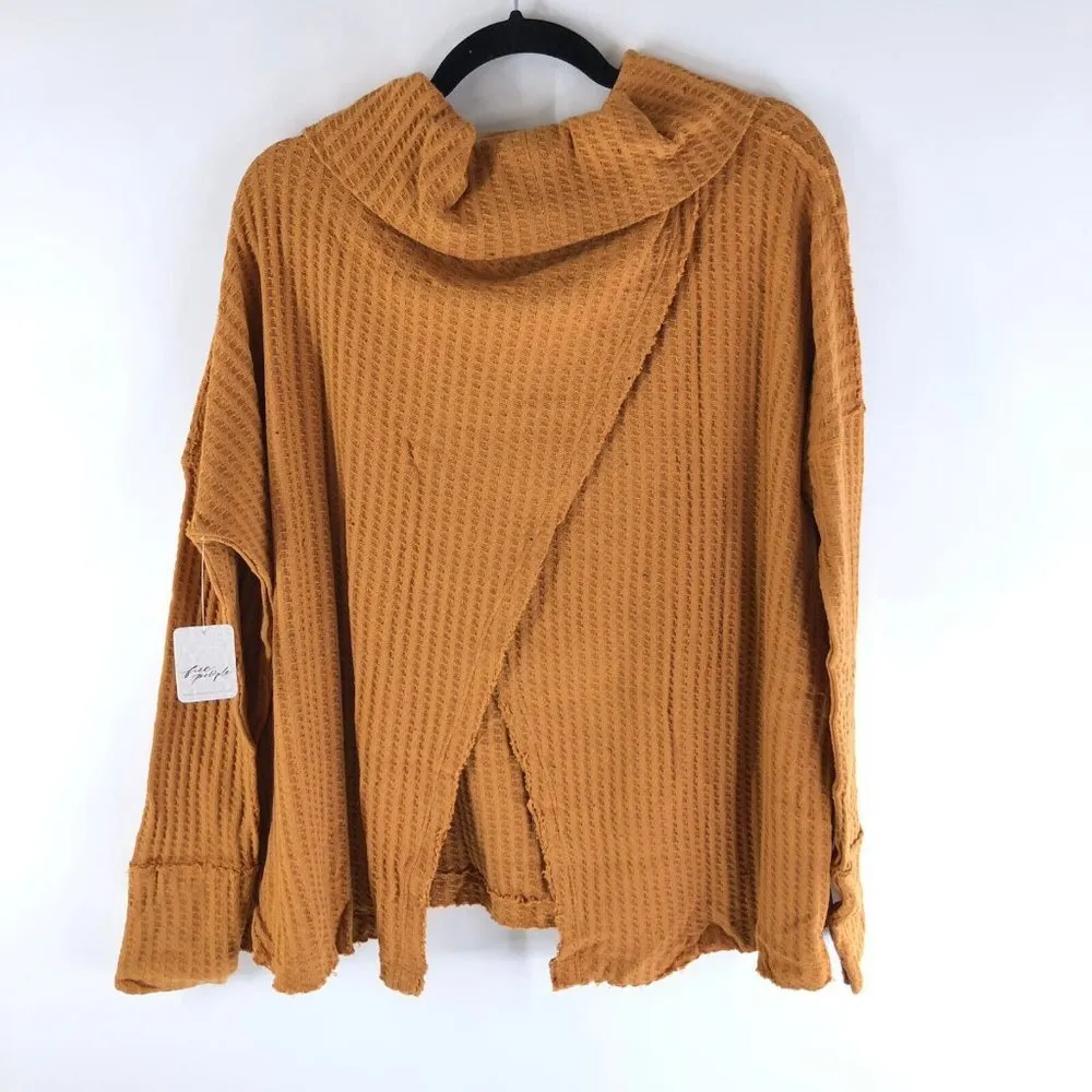 Free People Juicy Long Sleeve Top Cowl Neck Thermal Canyon Moon Orange S - Image 4