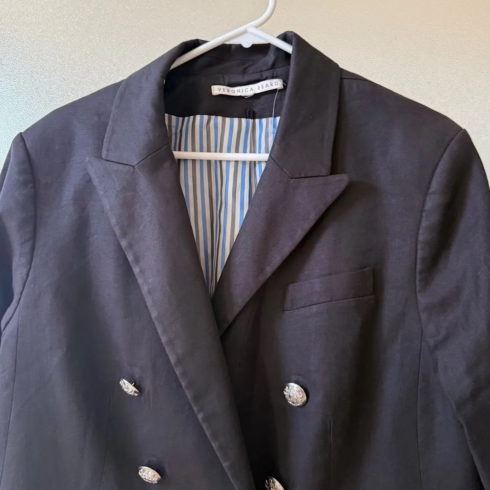 VERONICA BEARD Empire Linen Dickey Jacket Black Sz 14 - Image 7