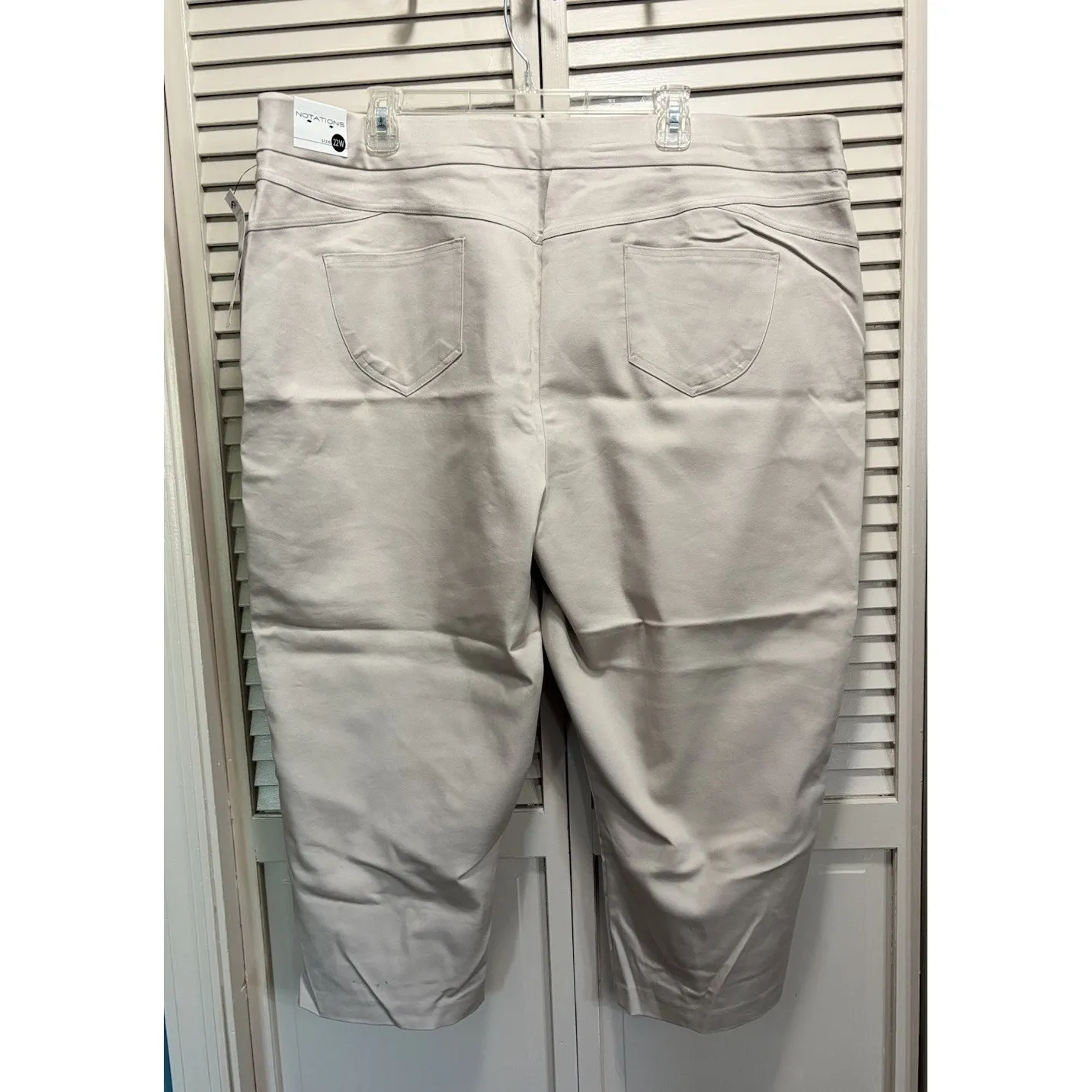 Notations  Khaki Beige Capri Skimmer Elastic Waist High‎ Rise Size 22 Pull On NWT - Image 4