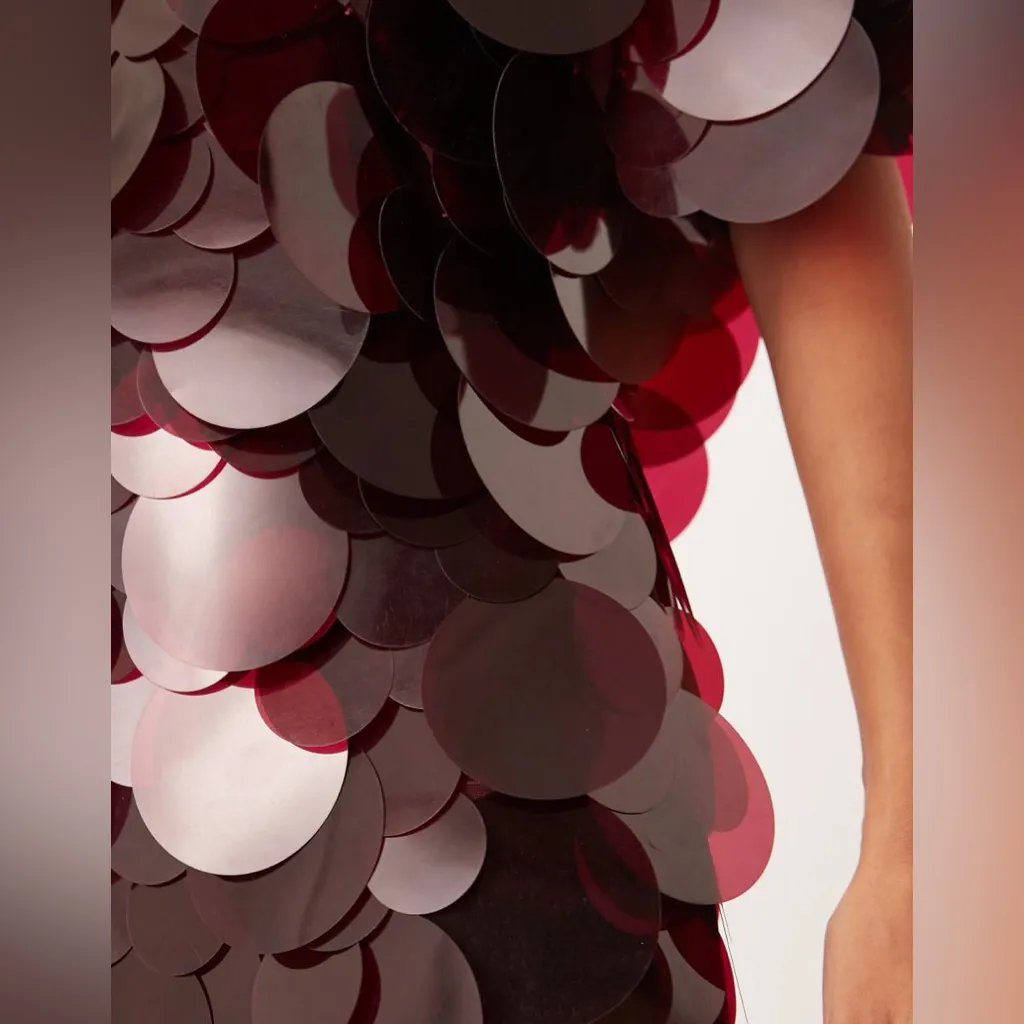 ASOS ARRANGE high neck paillette sequined fringe hem maxi dress in merlot size 2 Red - Image 6