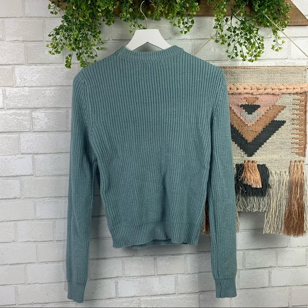 Poof New York Boho V Neck Lace Up Sweater SZ S - Image 7