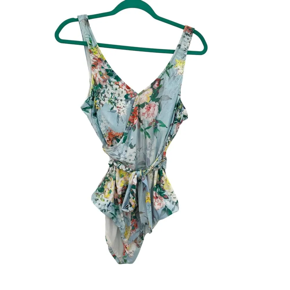 BECCA by‎ Rebecca Virtue Femme Flora One Piece Swimsuit Blue Plus Size 0X - Image 3