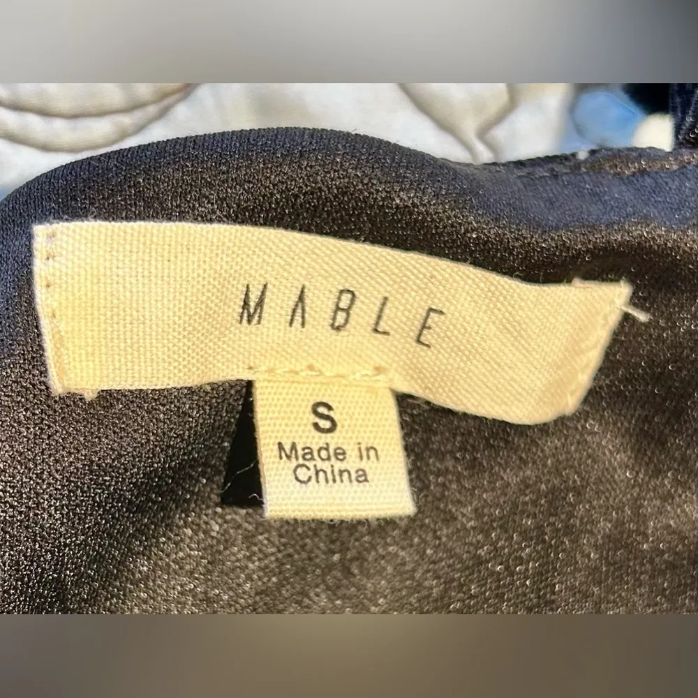 MABLE Side Ruched/Cinched Self Tie Strappy Little Black Knit Mini Dress Sz S - Image 8