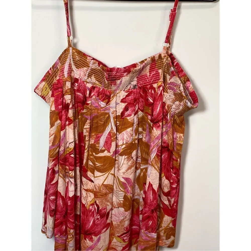 Lacasna For Venus Women's Floral Print Cold Shoulder Dress Red Size Large - Image 5