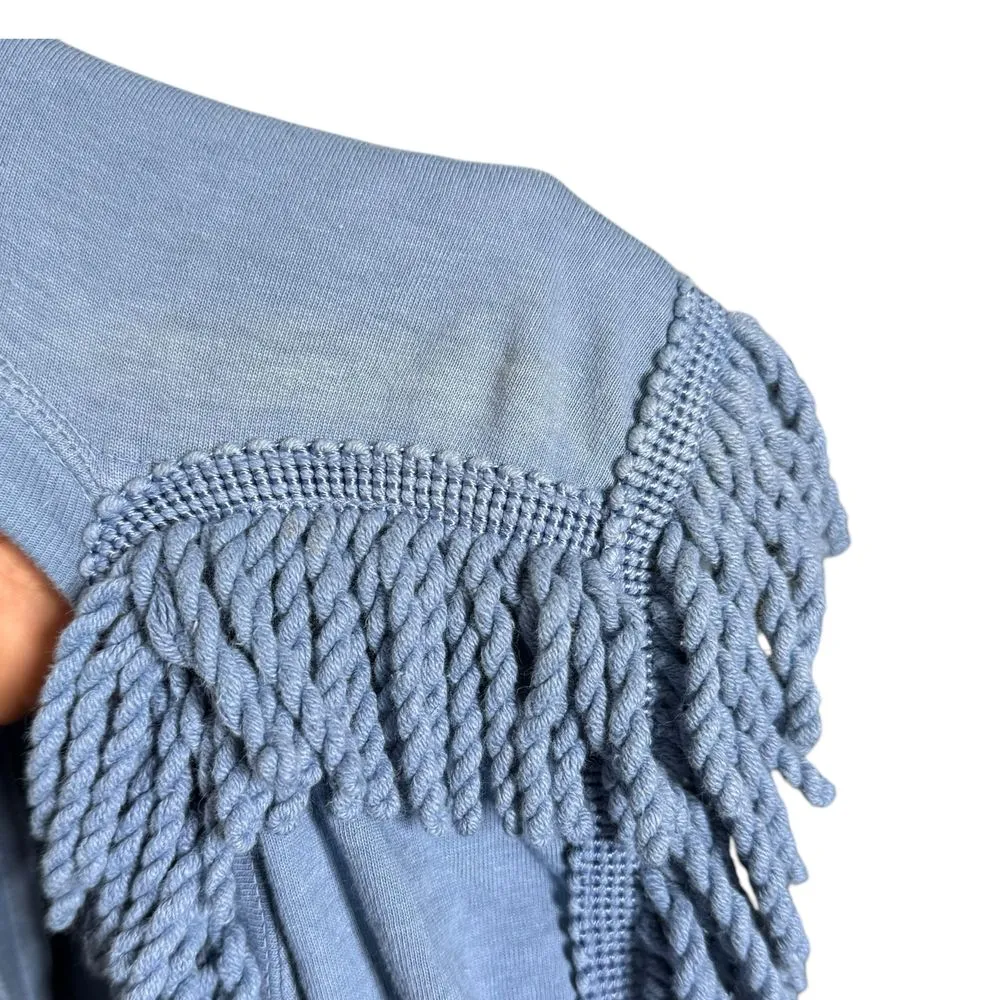 Cache  Blue Sleeveless Shaggy Fringe‎ Vest Open Front Layering Top Statement OS - Image 10