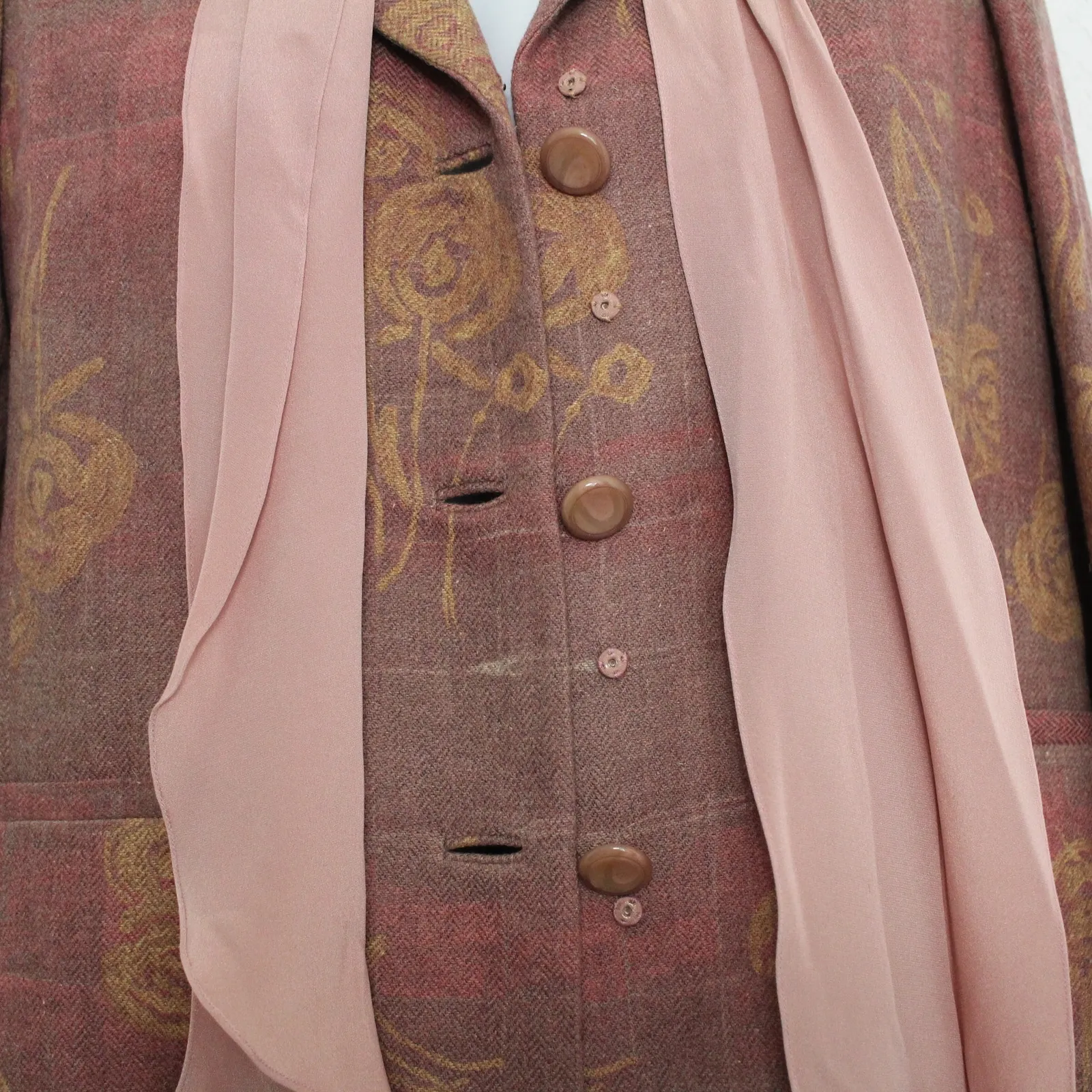 Vintage William Pearson Two Piece Skirt Set Size 16 Scarf Brown - Image 3