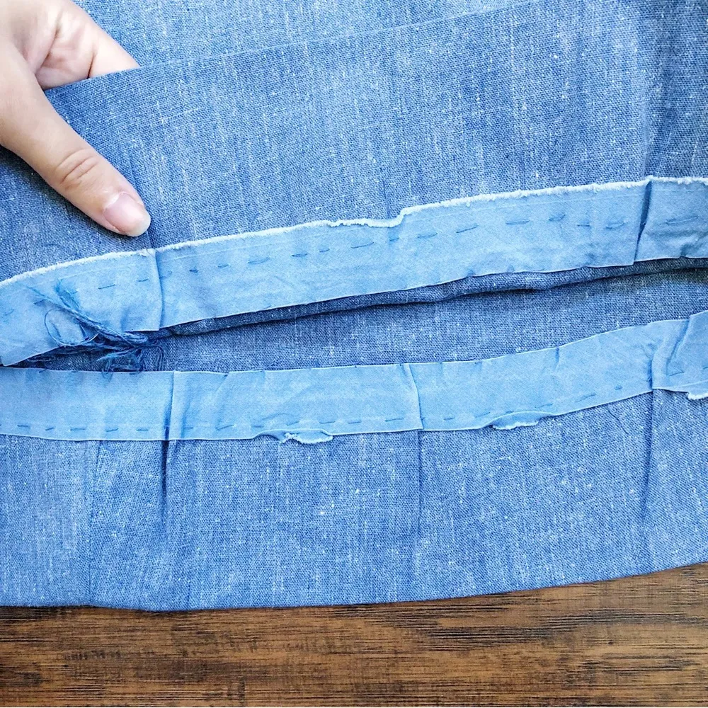 vintage • 1970s chambray jumper dress pinafore embroidered denim paisley western Size XS - Image 10