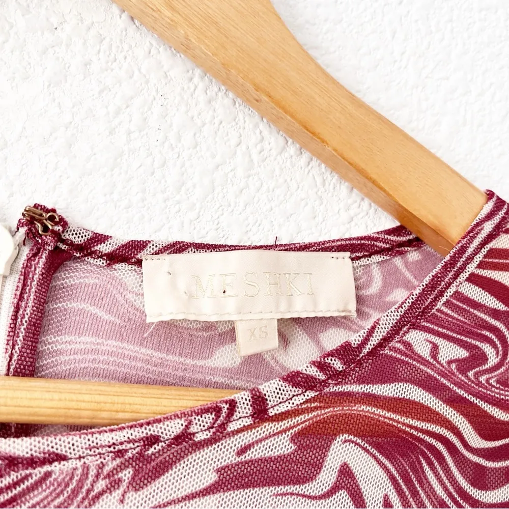 Meshki Swirl Blend Long Sleeve Bodysuit in Wine Colourway - Image 2