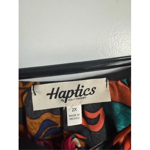 Haptics‎ Women's Floral Paisley Tie Neck Long Sleeve Peasant Top sz 2X Boho Fall Pink - Image 4