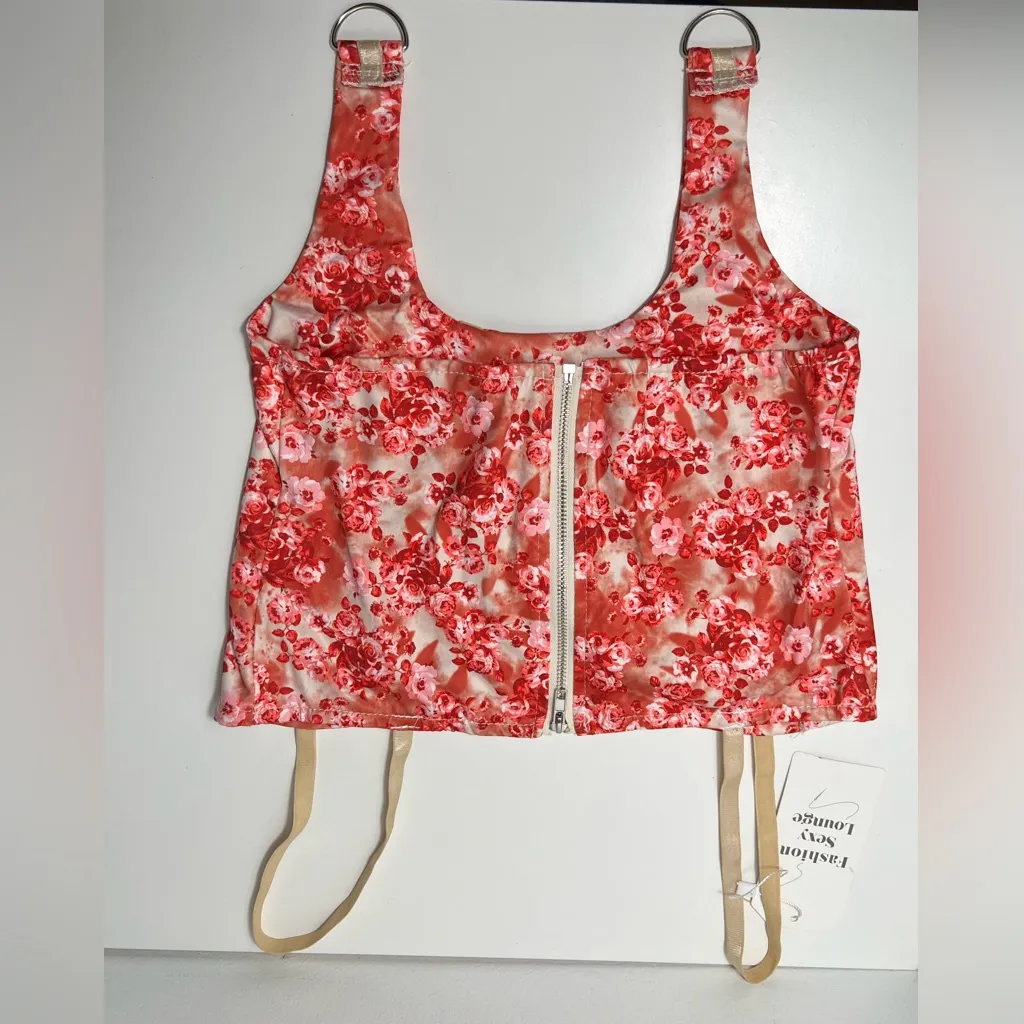 Floral Tapestry Print Coquette Fairycore Corset Top Bustier w/ Garter Straps - Image 11