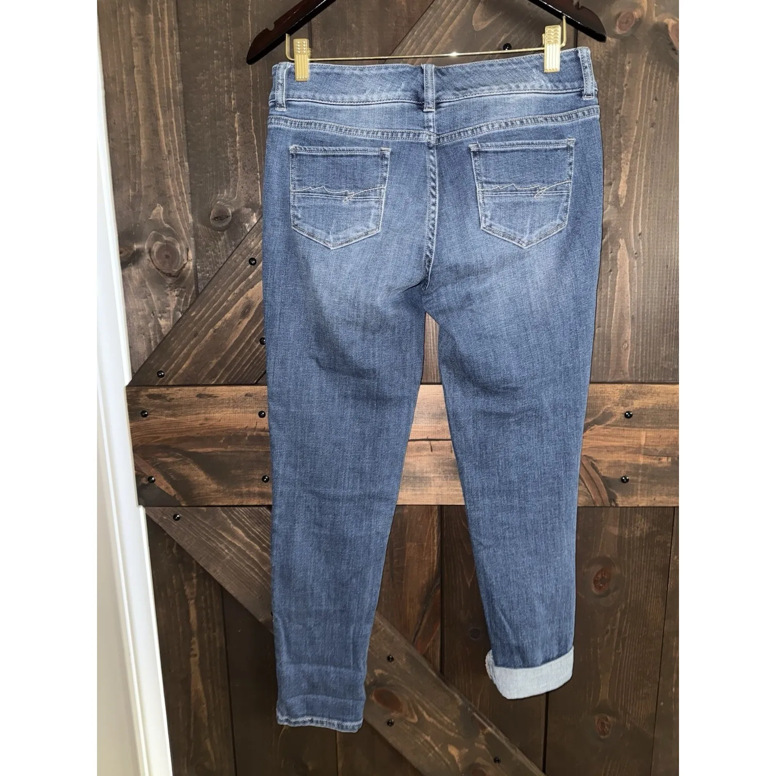 NY&C SOHO Jeans Y2K Sz‎ 4 Distressed Boyfriend Stretch Rose Gold Bling Glitter - Image 7