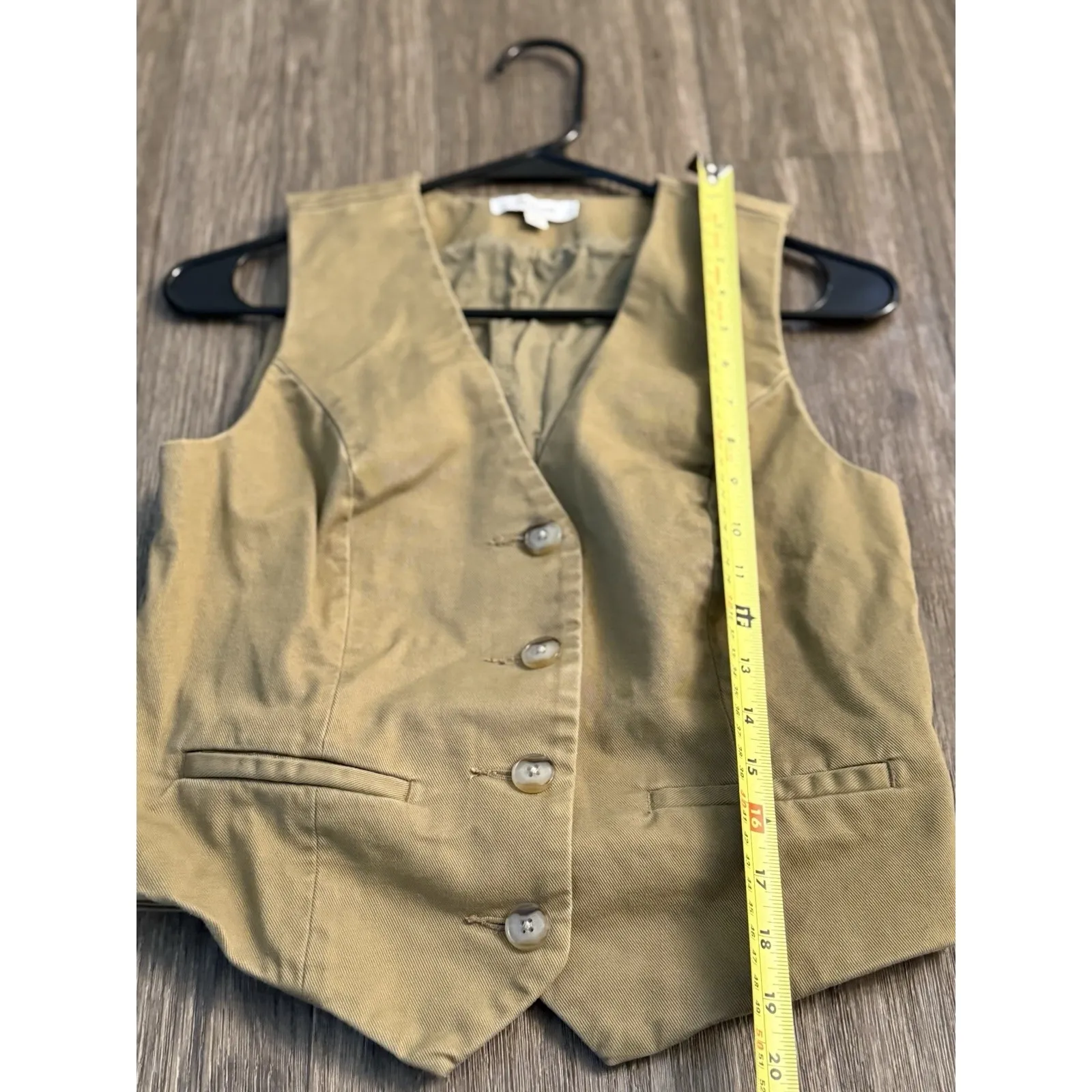 MADEWELL Button-Front Vest (Re)generative Chino Womens Sz 0 Dark‎ Khaki Twill - Image 7