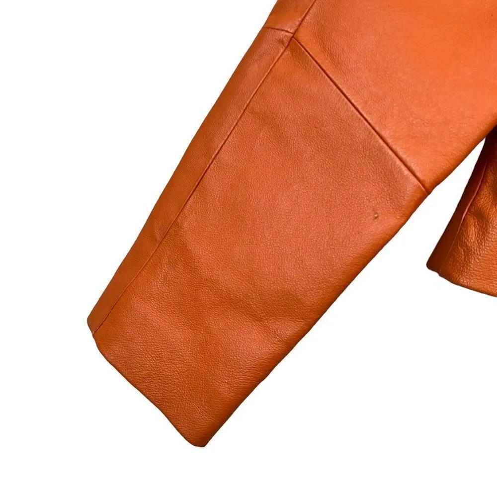 Wilson’s Leather Maxima Orange Leather Zip Moto Jacket - Image 4