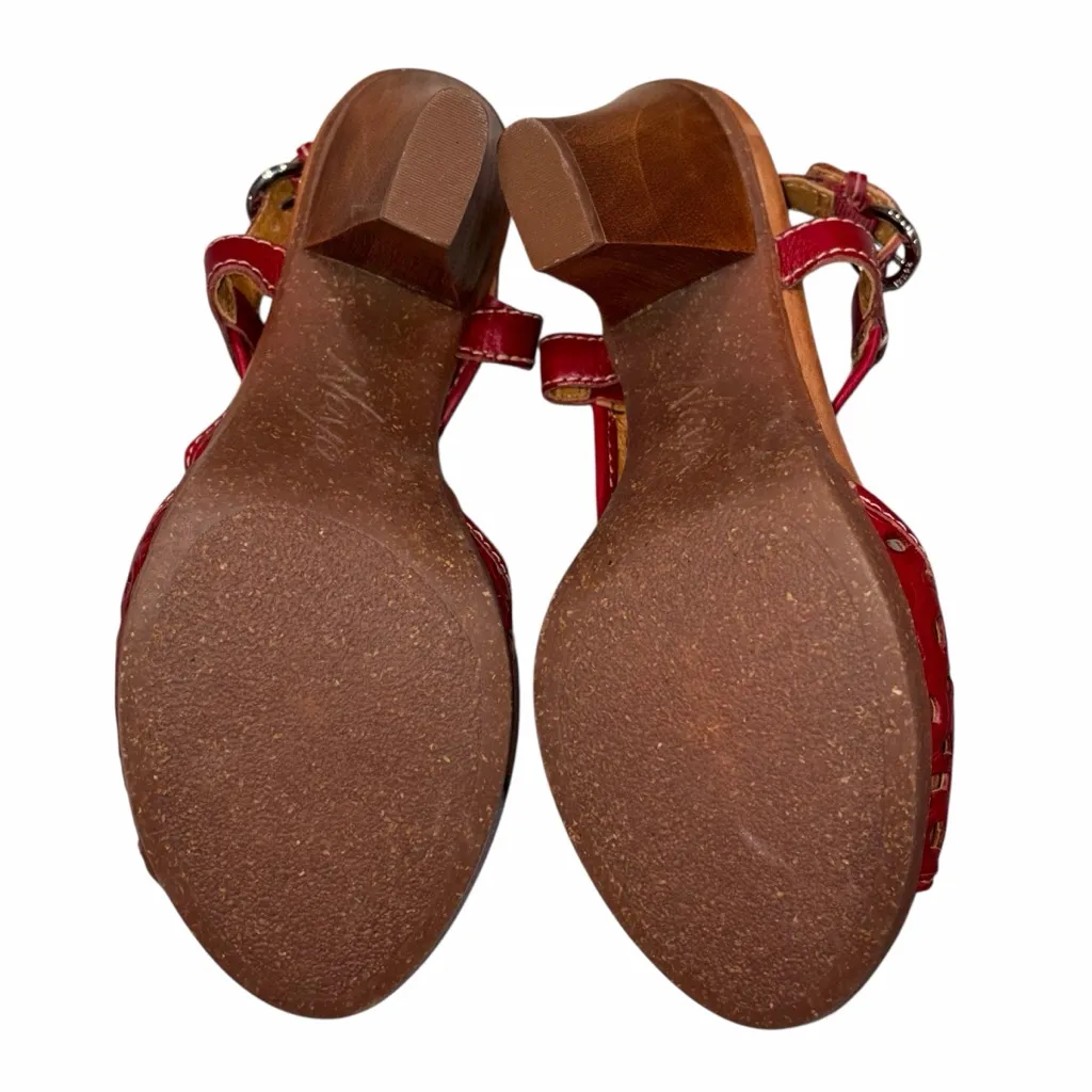 NEW Naya Red Leather Alpine Slingback Heeled Sandals Shoes size 7.5 - Image 13