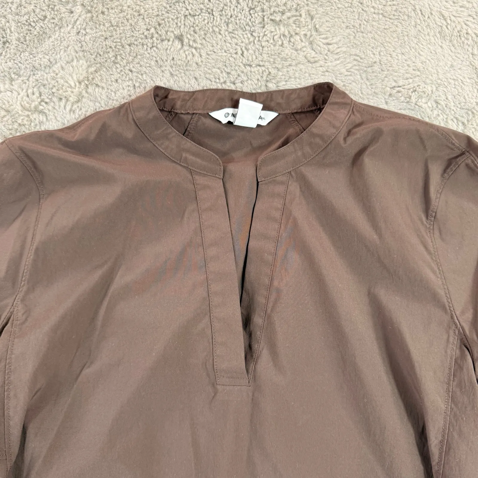 Athleta Brown Long Sleeve V Neck Tunic Top Women‎ Size M Outdoor Hiking Gym - Image 8