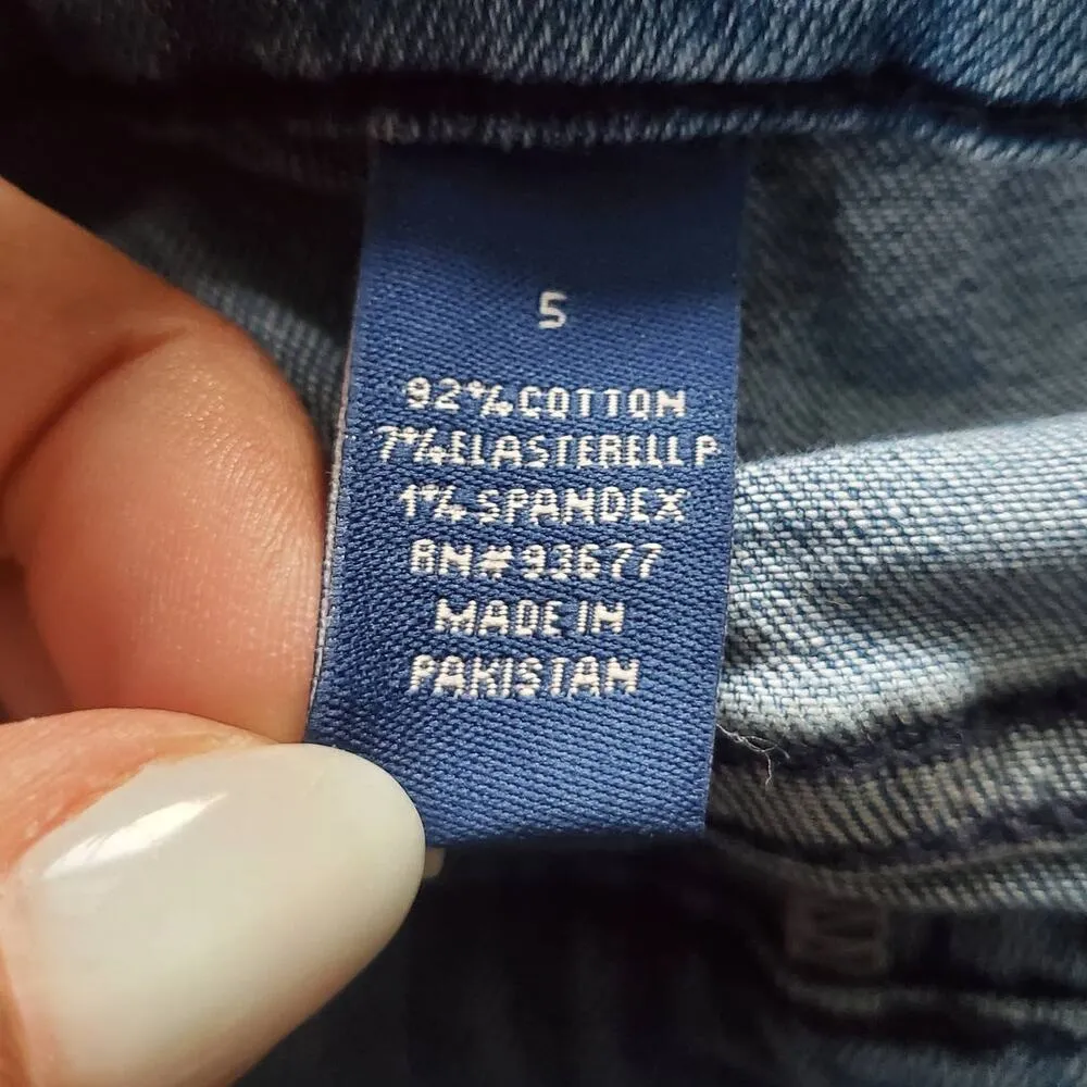 Arizona Juniors Blue Denim Jean Cuffed Distressed Shorts 5 - Image 5