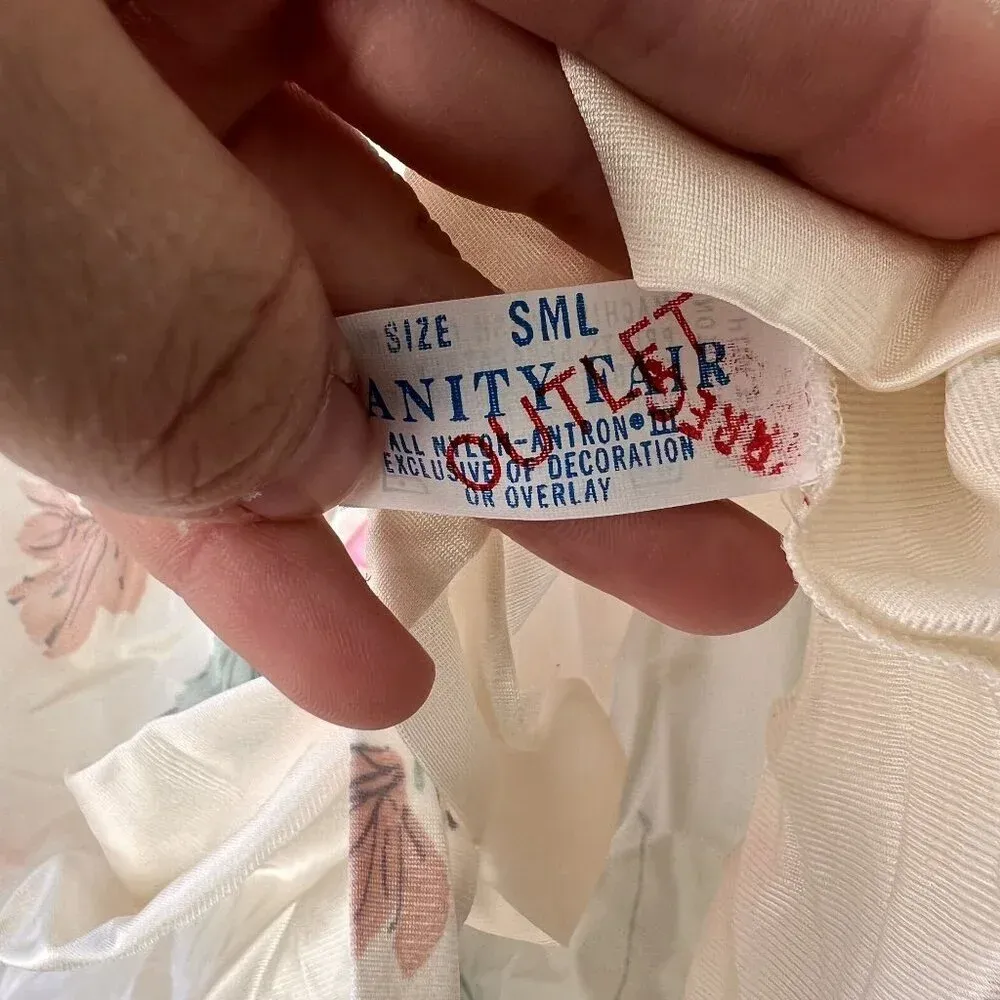 Vanity Fair Floral Nightgown‎ Lingerie Sleepwear S/M Nylon Vintage - Image 2