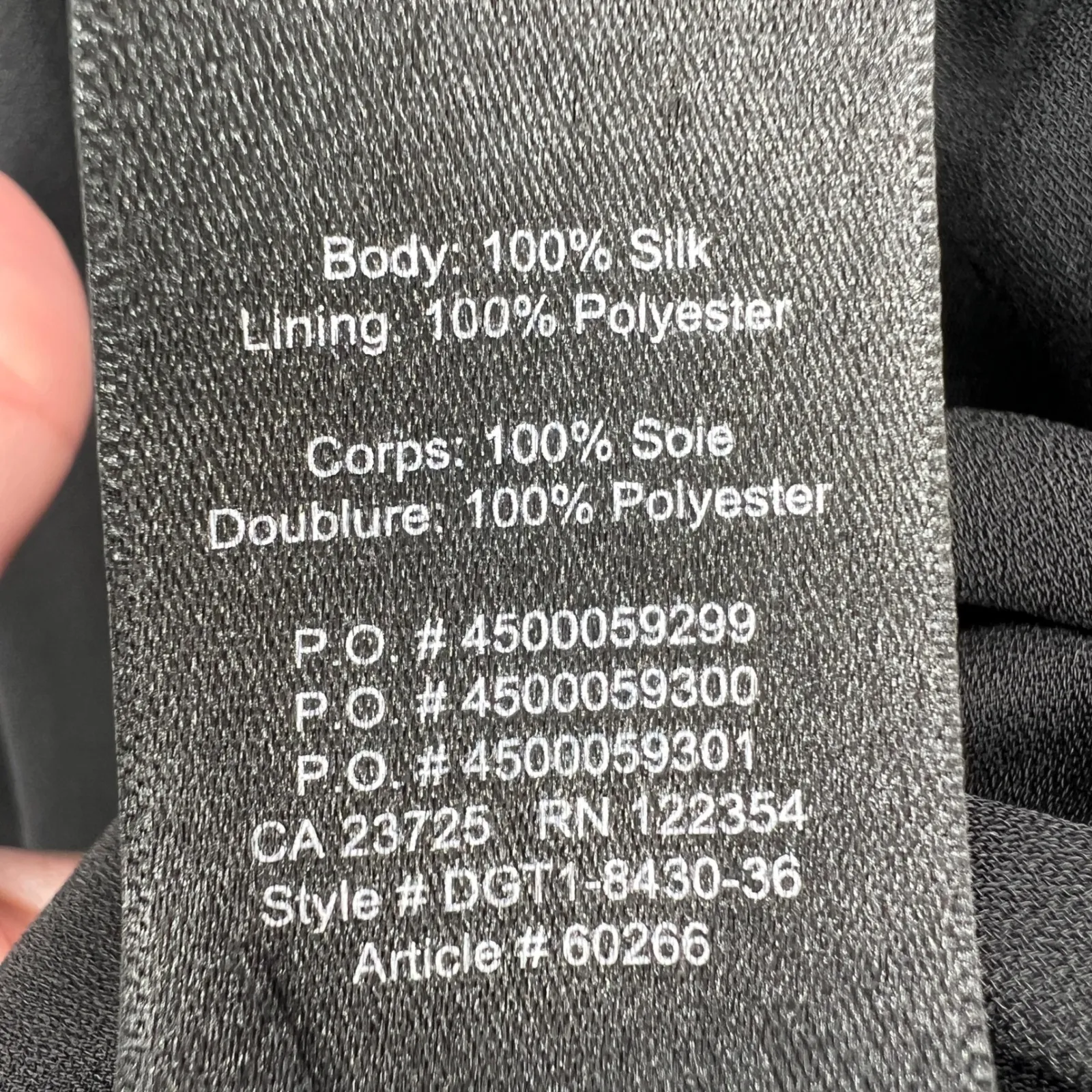 Babaton Aritzia 100% Silk Black Dress XS Long Sleeve Drawstring Waist - Image 3