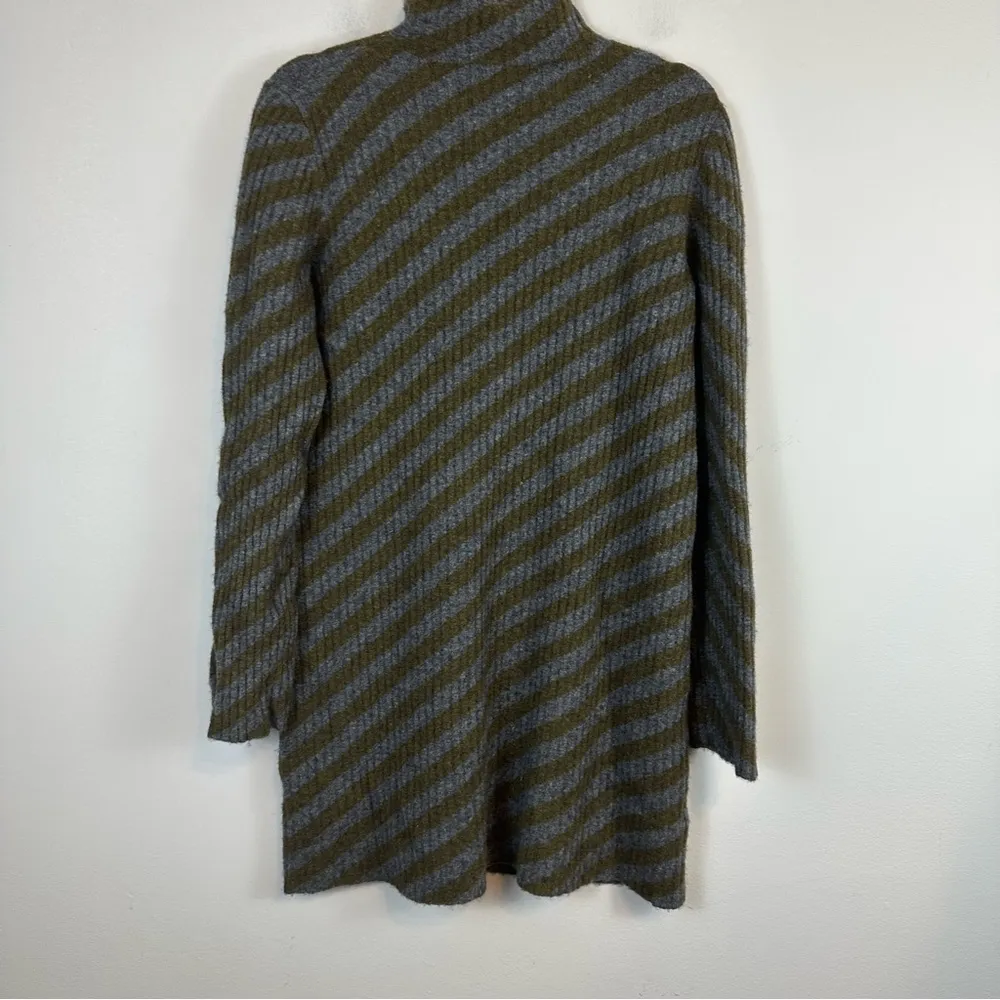 Theory | Diagonal Stripe Mock Neck Knit Sweater Tunic Size Large Wool Blend - Image 5