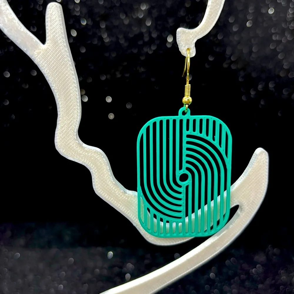 The Cube Curl Teal Earrings - Image 2
