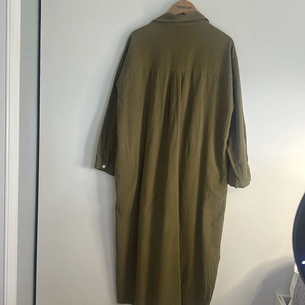 GGUHHU Dress Women size M green. Shirt Button 100% Cotton Green Size M - Image 2