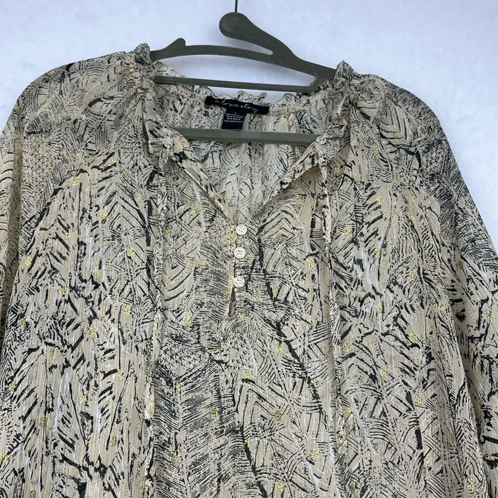 Sheer Marble patterned long sleeve blouse Sz Small Multiple - Image 2
