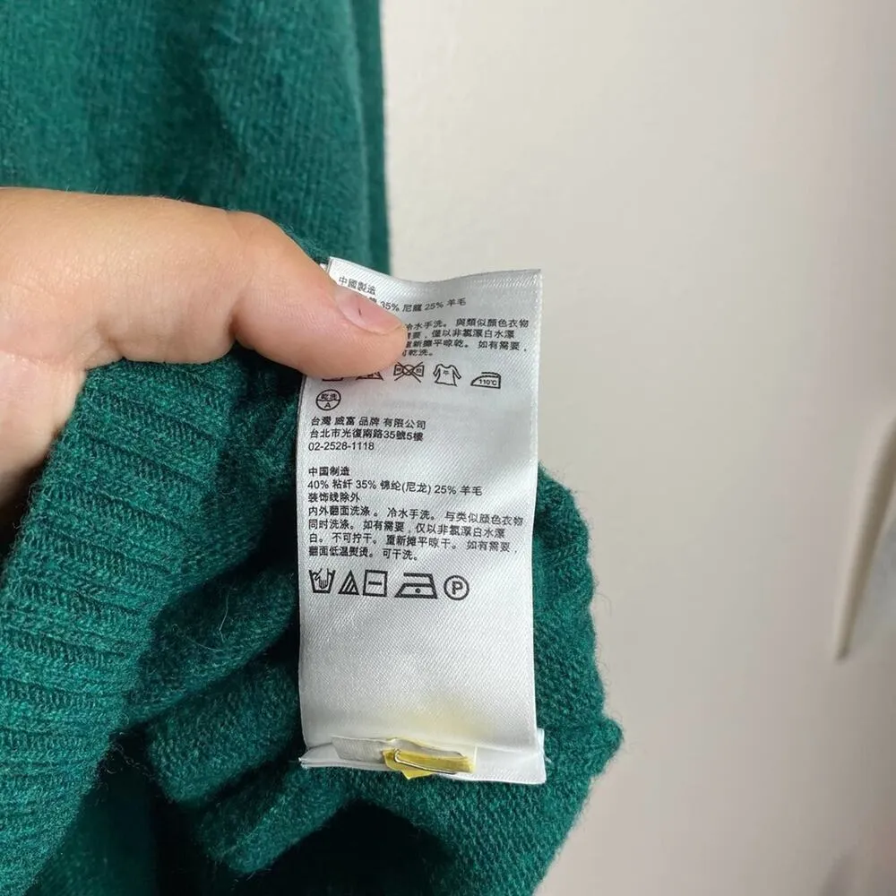 Timberland Women's Green High Neck Long Sleeve Sweater Pullover Stretch Size M - Image 7