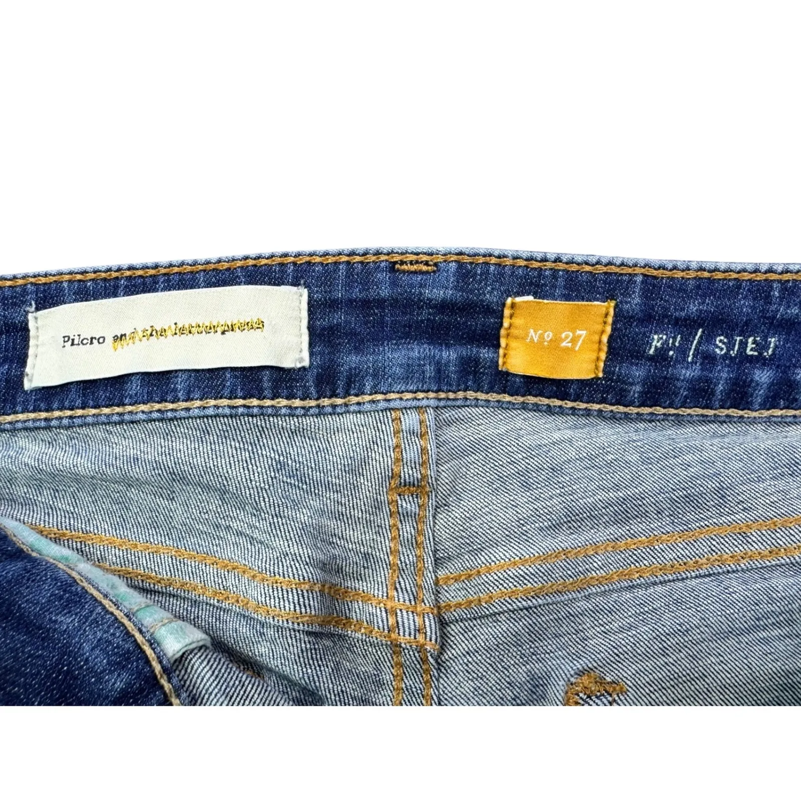 Pilcro and the Letterpress Anthropologie SJEJ Distressed Denim Capri Womens 27 - Image 6