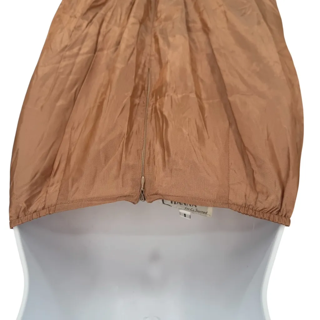 Hanna for La Journee Steampunk Whimsygoth Ruched Crinkle Maxi Skirt Size 1 XS Pink - Image 3