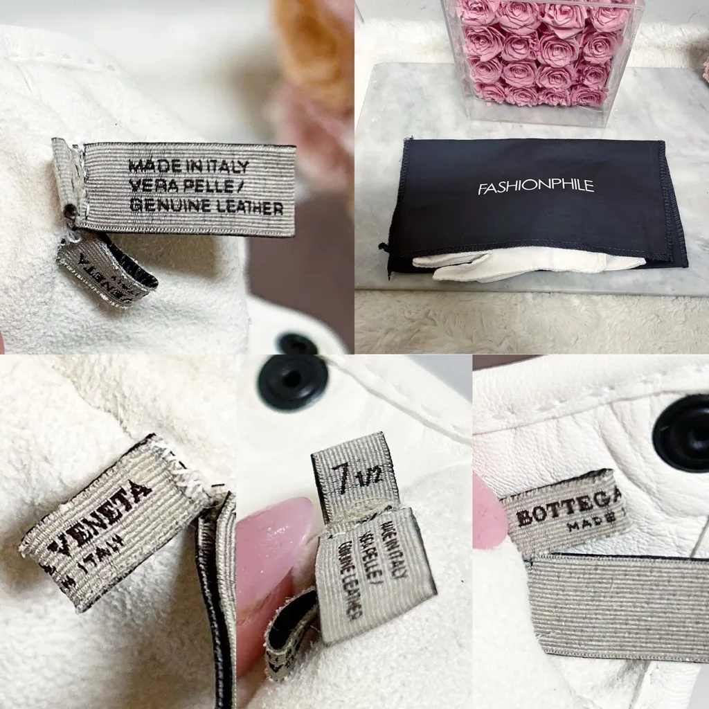 Authentic Bottega Veneta White Lambskin Leather Driving Gloves - Image 13