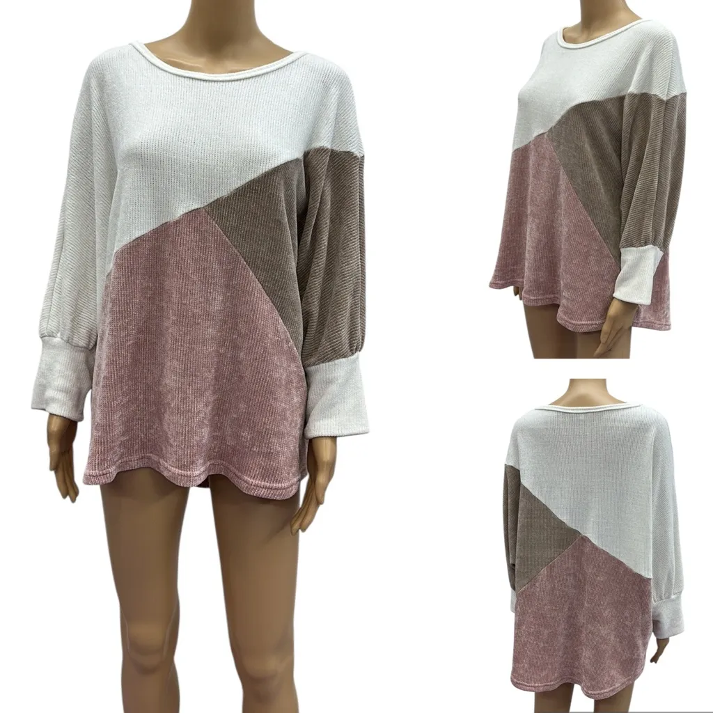 Andree by Unit Velour Knit Oversized Pullover Sweater Womens Medium - Image 2