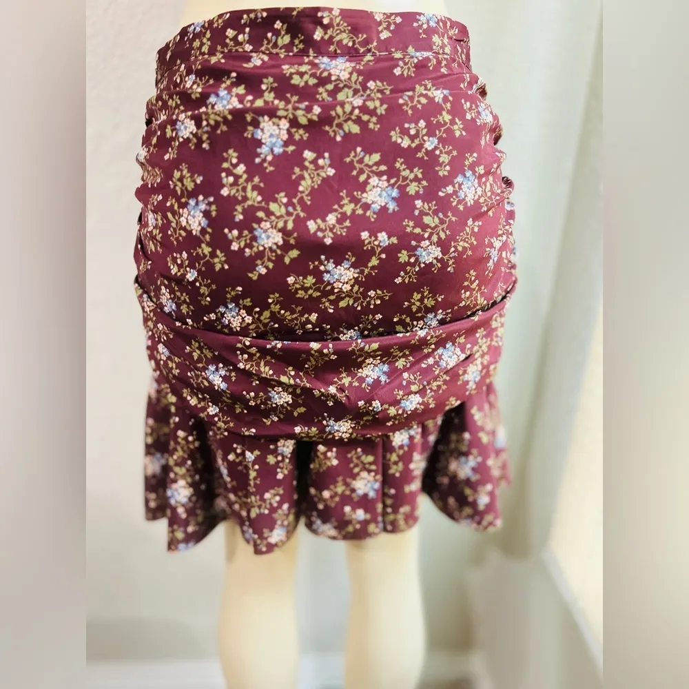 Veronica Beard Silk Taras Merlot Multi Floral Mini Skirt 8 - Image 6