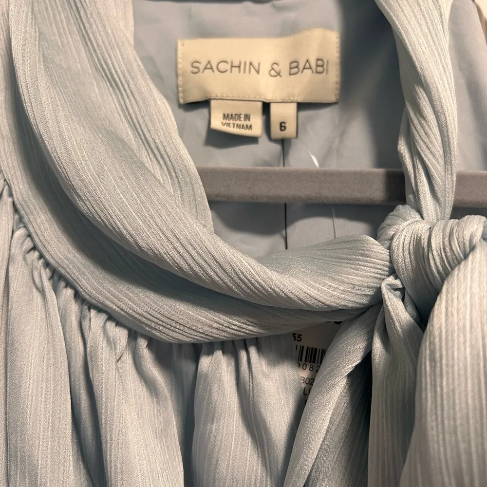 Sachin & Babi Kayla Gown Tie Neck Maxi Dress Ice Blue Size 6 - Image 5