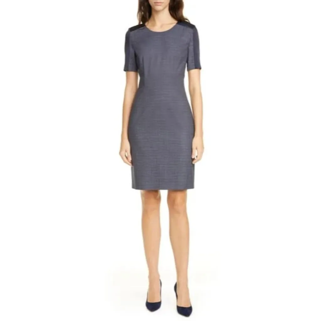 NWT BOSS Hugo Boss Dirusa in Pilot Fantasy Crosshatch Virgin Wool Dress 6 - Image 8