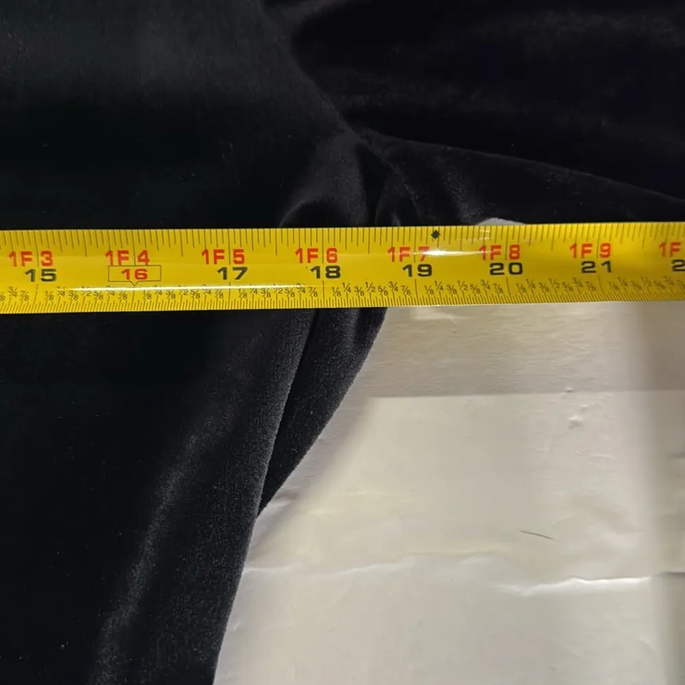 Avon Style Black velvet velour long sleeve gold button Maxi Dress vintage L Size L - Image 11