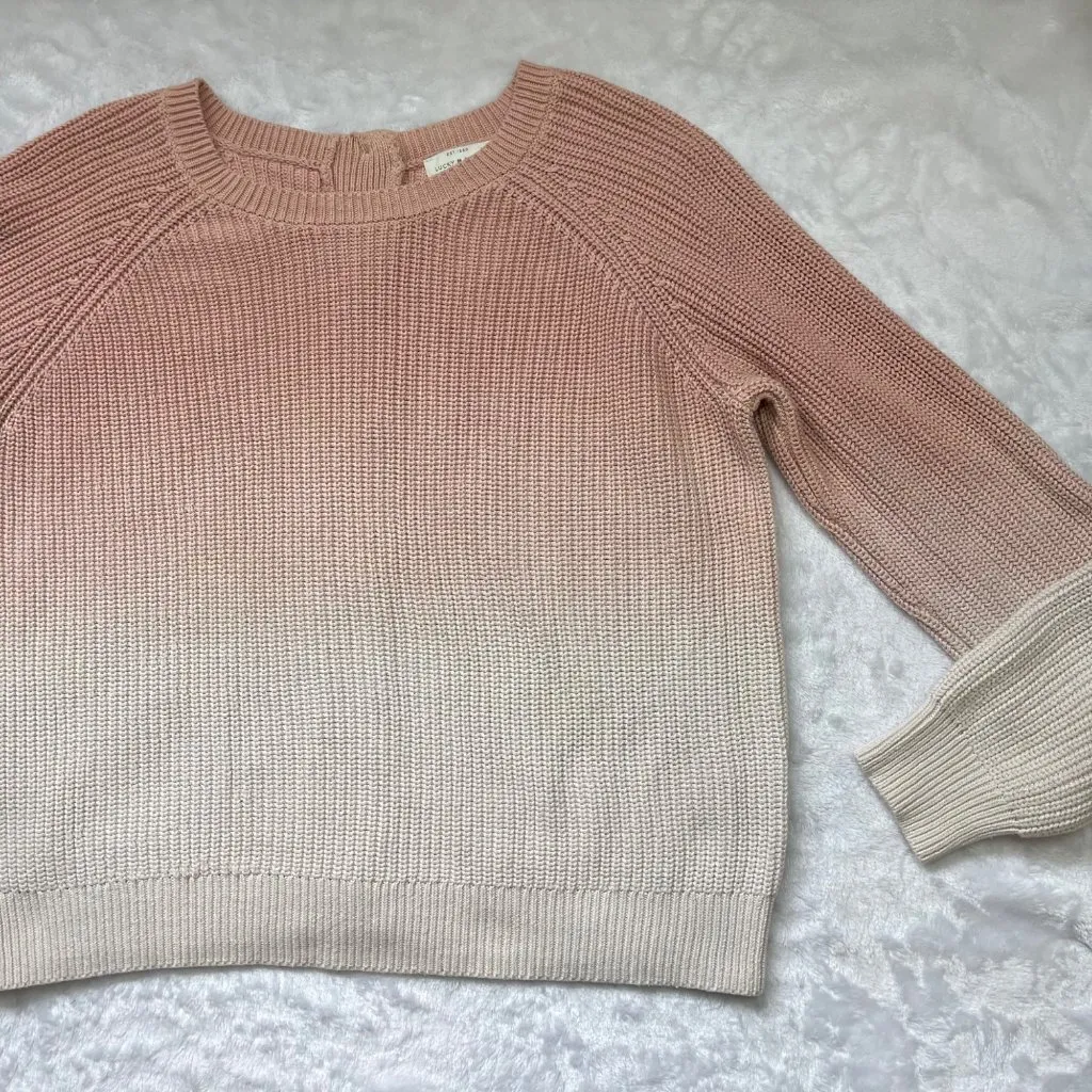 Lucky Brand Ombre Sweater Dip Dye Women's‎ Large Full Button Back 100% Cotton - Image 12