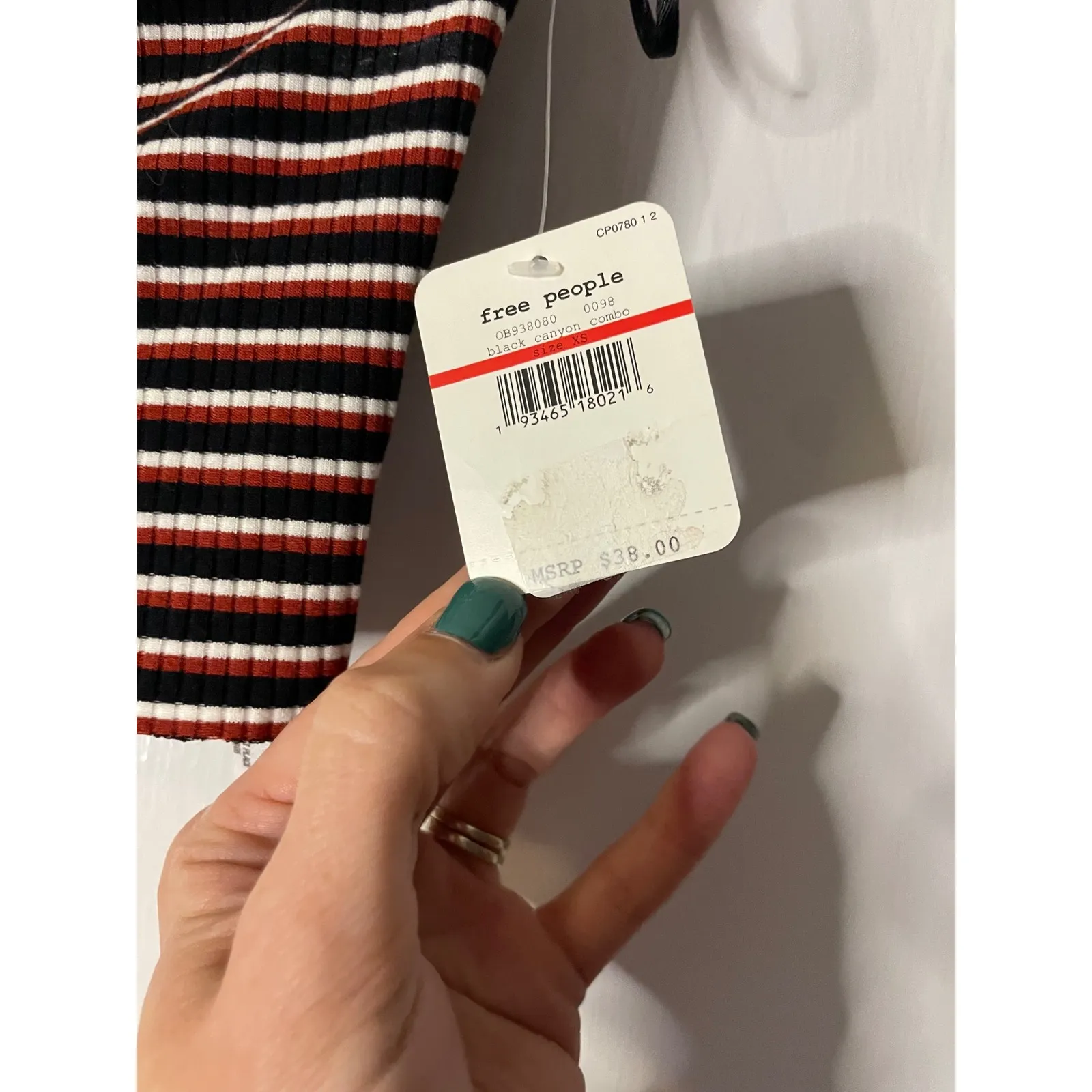 Free People Intimately Ribbed Tube Top Stripe Banded Cropped Black Canyon Combo - Image 2