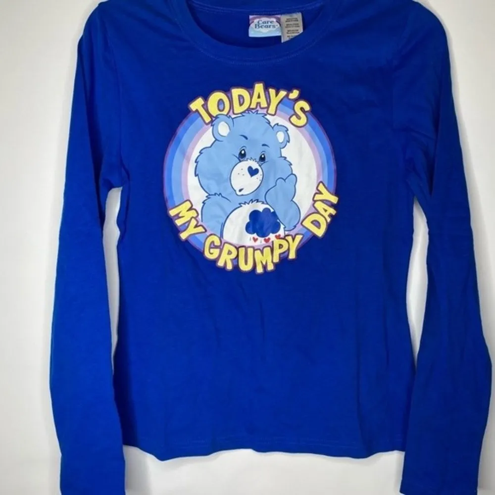 Vintage New Y2K 2000s Care Bear Today’s My Grumpy Day Long Sleeve Shirt large Blue - Image 2