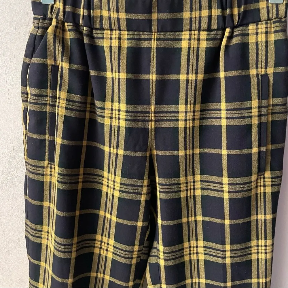 Aritzia Wilfred Darontal Black/Yellow/Dark Wine Plaid Pants Sz 00 24” Waist EUC - Image 14