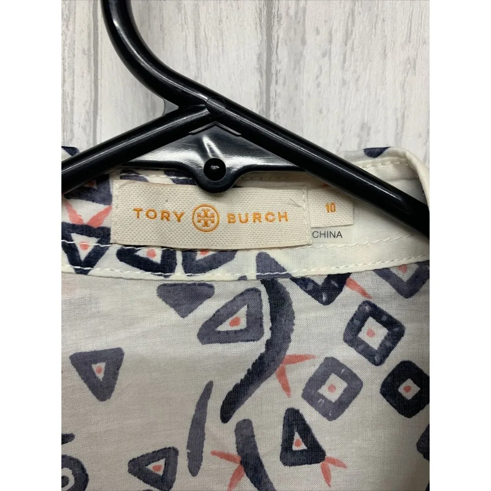 Womens Size 10 Tory Burch Printed Button Up Shirt EUC - Image 3